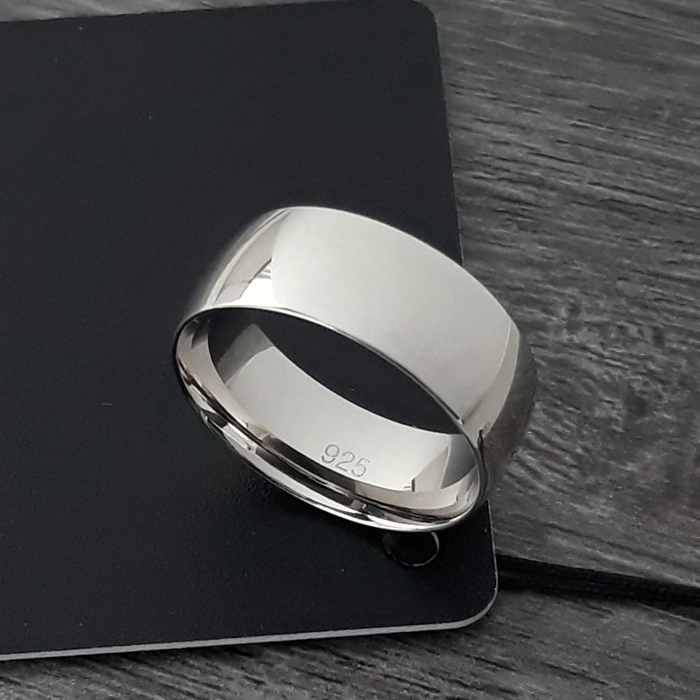 Men's 8mm 925 Sterling Silver Band